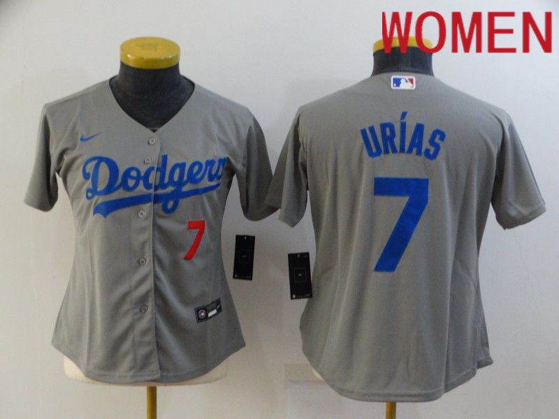 Women Los Angeles Dodgers 7 Urias Grey Game Nike 2022 MLB Jersey